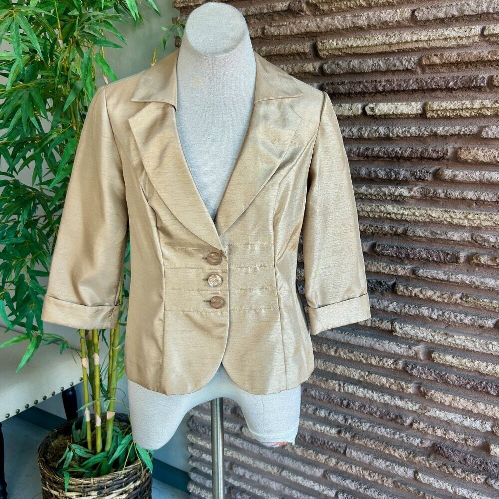 Dana Kay Metallic Gold Evening Formal Jacket Blazer Size 8 - Picture 7 of 7